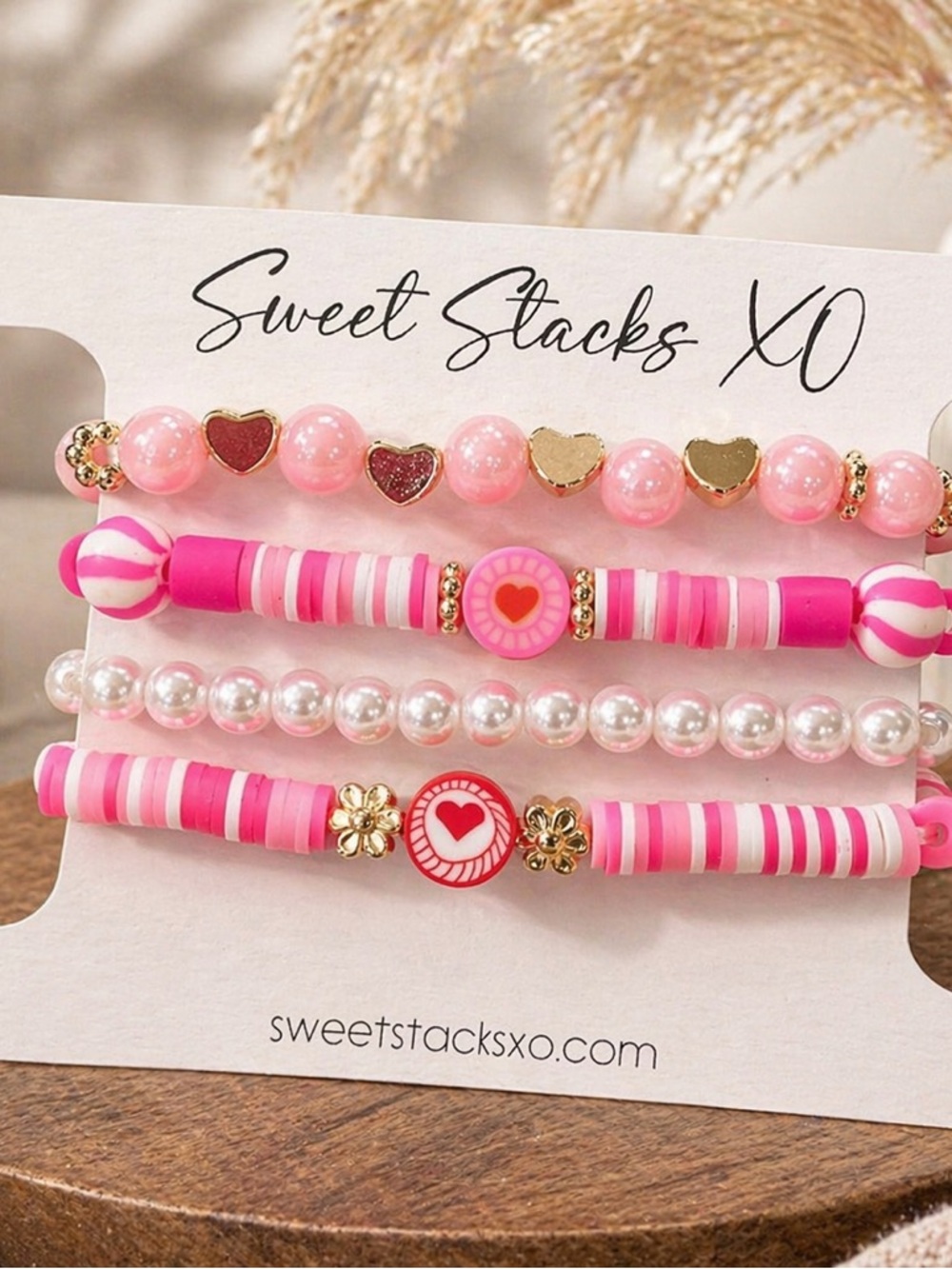 Pink Beaded Bracelet Stack
